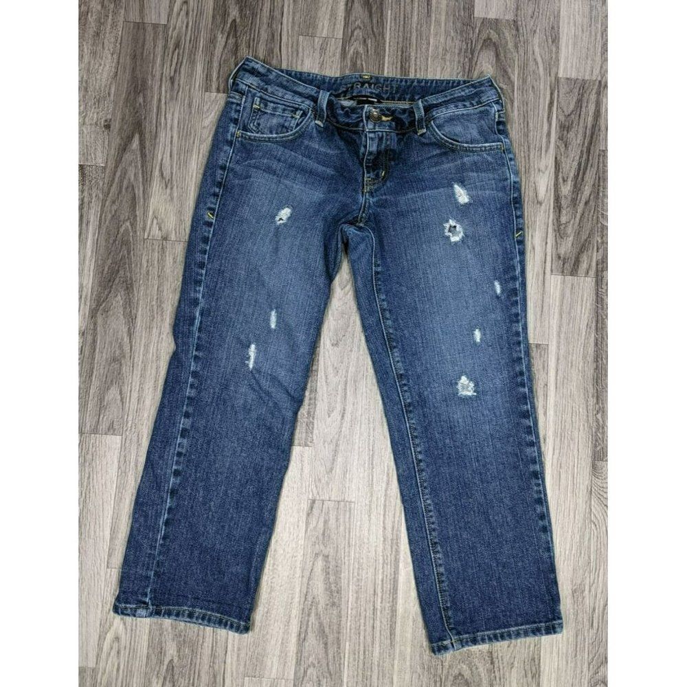 New York & Company Size 2 Cotton Distressed‎ Cropped Denim Blue Jeans